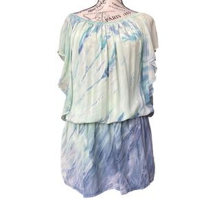Gypsy 05 Tie Dye Blue and Green 100% Sill Romper in Size Small